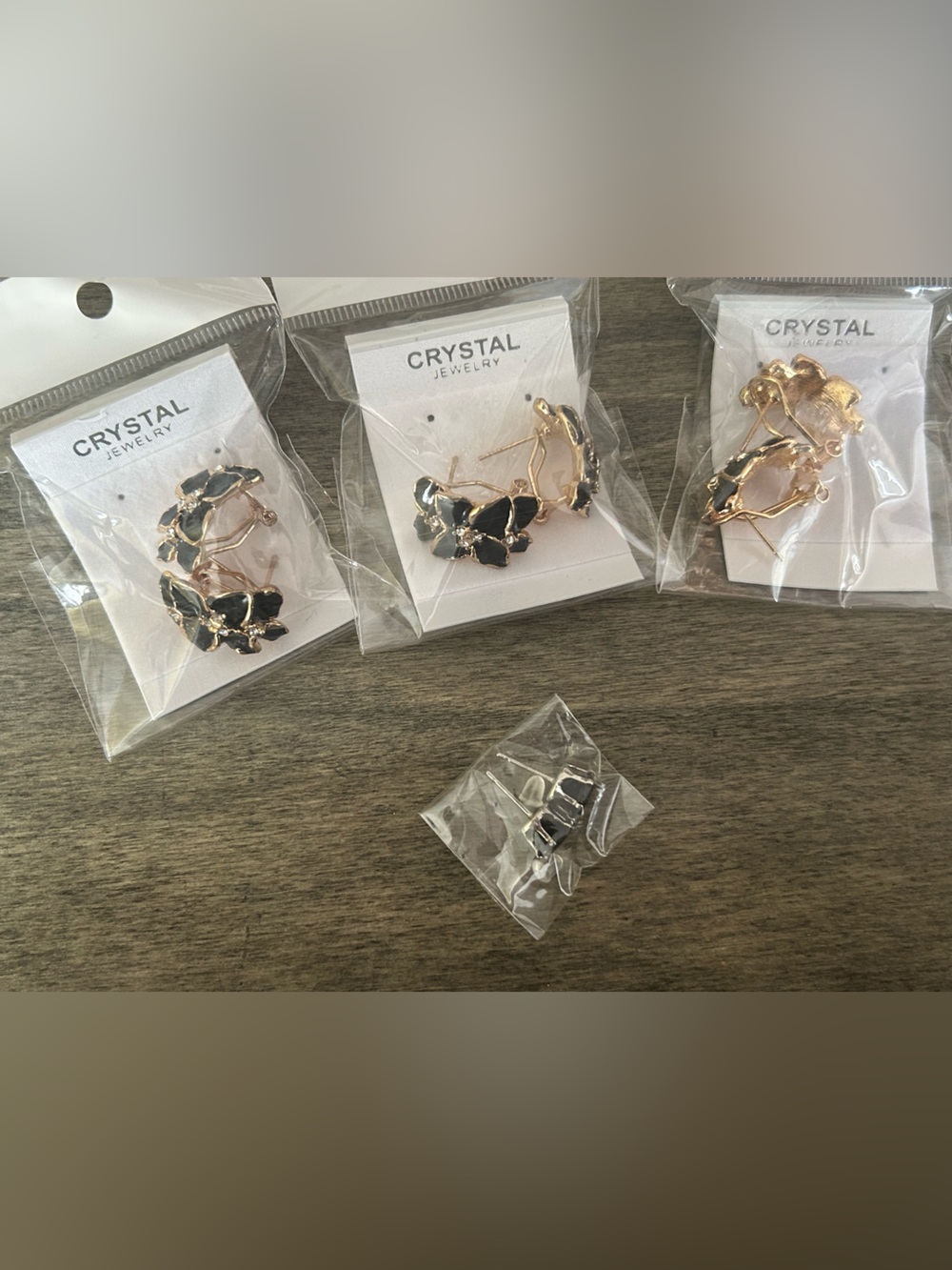 Black Floral Earring Bundle - Gold & Silver Tone